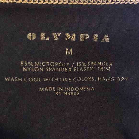 OLYMPIA ACTIVEWEAR size Medium Legging Blue Diamond Embroidered Stripe-Band USA - Picture 7 of 15